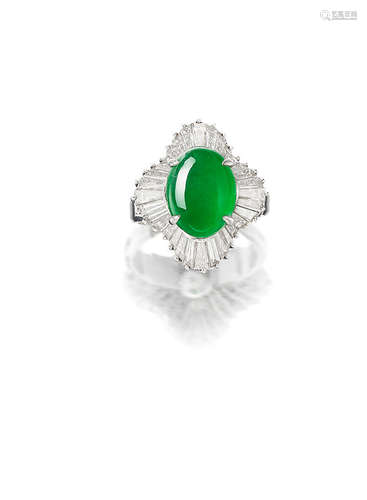 A Jadeite and Diamond Ring