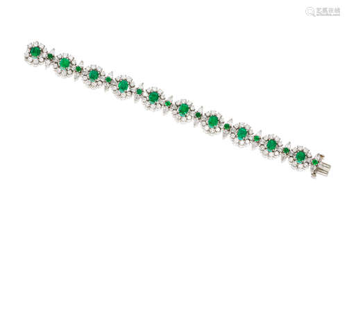 An Emerald and Diamond Bracelet, by Oscar Heyman, Circa 1965