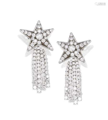 A Fine Pair of Diamond 'Comète' Pendent Earrings, by Chanel, Circa 1995