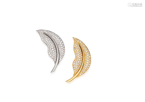 (2) A Pair of Diamond Brooches, by Van Cleef and Arpels, Circa 1990