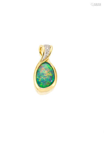 An Opal and Diamond Pendant