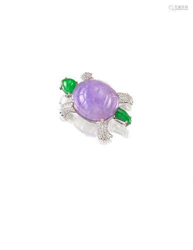 A Jadeite and Diamond Novelty Brooch