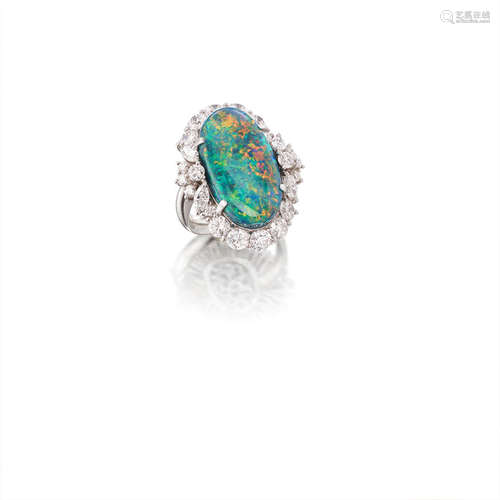 An Opal and Diamond Ring