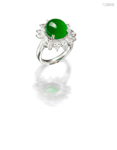 A Jadeite and Diamond Ring