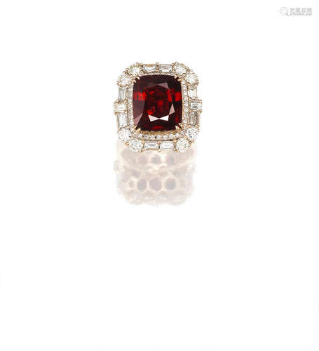 A Spinel and Diamond Ring