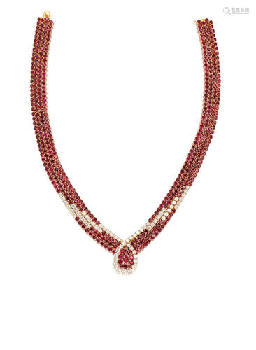 A Ruby and Diamond Necklace, by Andre Vassort