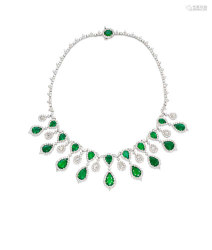 An Emerald and Diamond Necklace