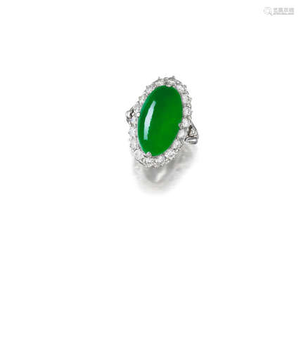 A Jadeite and Diamond Ring