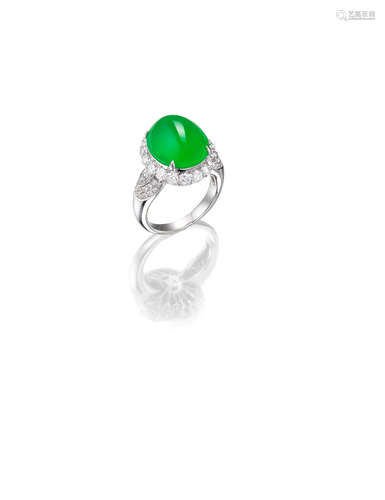 A Jadeite and Diamond Ring