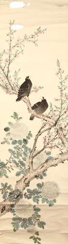 ANONYMOUS Birds and Flowers ink and colour on silk, five hanging scrolls various sizes. (5) 佚名   花鳥圖 設色紙本   立軸