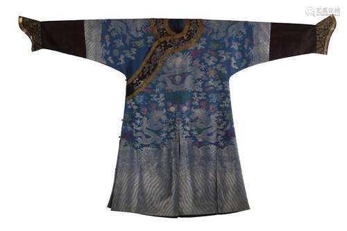 A BLUE-GROUND KESI `DRAGON' ROBE. Qing Dynasty. Th