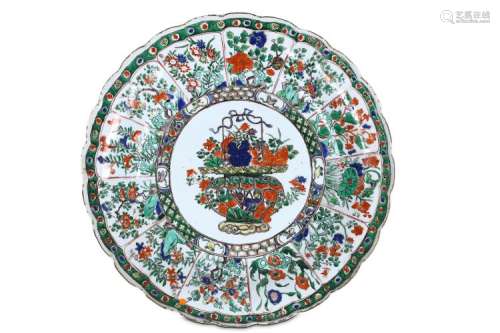 TWO CHINESE FAMILLE VERTE ‘FLOWER BASKET’ CHARGERS