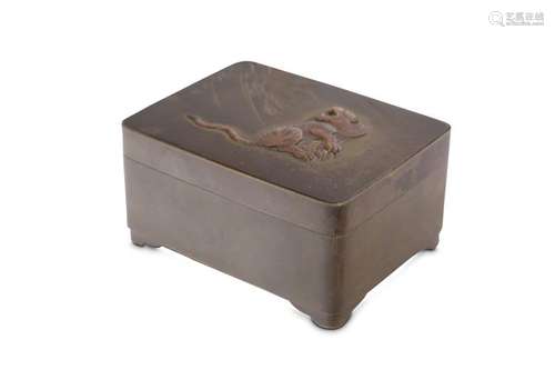 A BRONZE BOX AND COVER. 19th Century. The rectangu