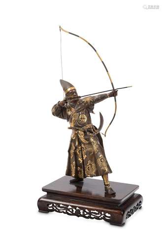 A FINE BRONZE FIGURE OF AN ARCHER. Meiji period. C