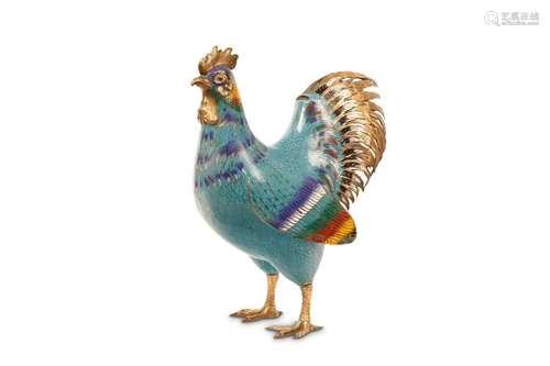 A CLOISONNÉ ENAMEL MODEL OF A COCKEREL. 20th Centu