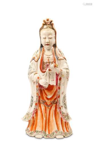 A CHINESE FAMILLE ROSE MODEL OF GUANYIN. Qing Dyna