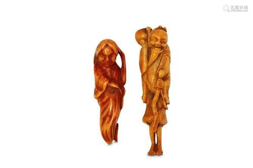 TWO NETSUKE. 19th Century. Comprising an ivory net