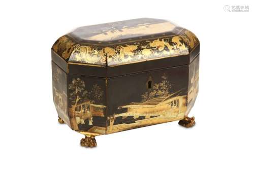 A CHINESE GILT-DECORATED BLACK LACQUER 'TEA CULTIV
