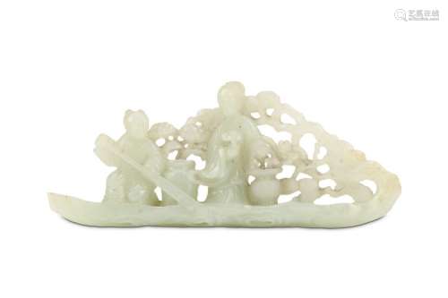 A WHITE JADE RAFT GROUP. Qing Dynasty, 18th Centur