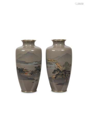 A PAIR OF CLOISONNÉ ENAMEL VASES. 19th/20th Centur