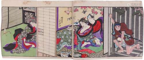 THREE VOLUMES OF SHUNGA BOOKS. 19th Century. The f