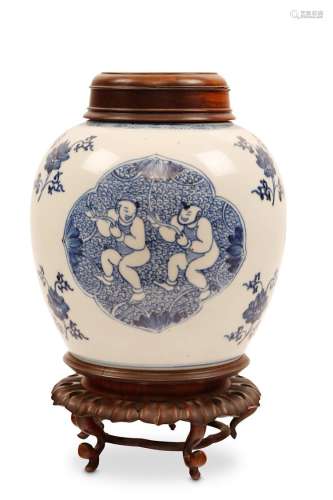 A CHINESE BLUE AND WHITE ‘BOYS’ JAR. Qing Dynasty,
