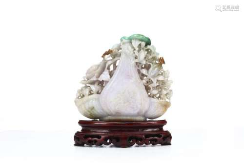 A CHINESE JADEITE FLOWER BASKET CARVING. 20th Cent