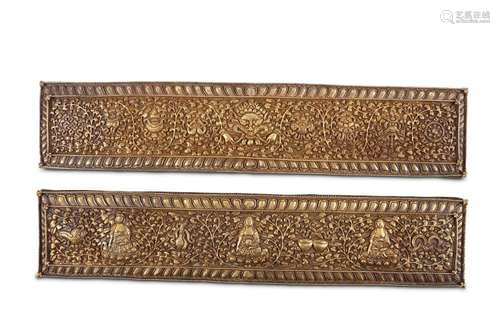 A PAIR OF REPOUSSÉ BOOK COVERS. Tibet, 19th Centur