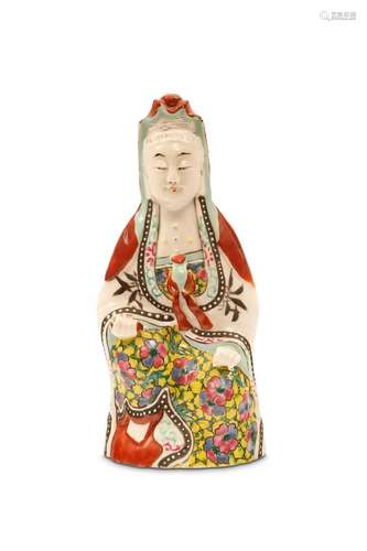 A CHINESE ENAMELLED MODEL OF GUANYIN. Qing Dynasty