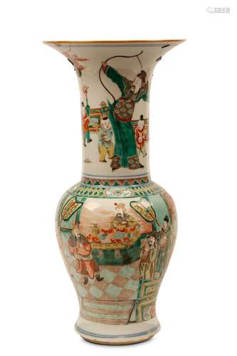 A CHINESE FAMILLE VERTE YENYEN VASE. Qing Dynasty,