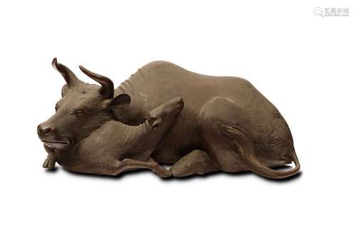 A LARGE BRONZE ‘BUFFALO GROUP’ SCULPTURE. Naturali