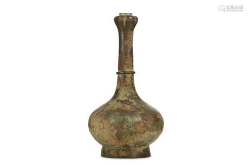 A CHINESE BRONZE VASE. Han Dynasty. Of pear-shaped