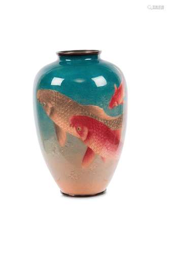 A GIN-BARI VASE. Meiji period. Of ovoid form, carv