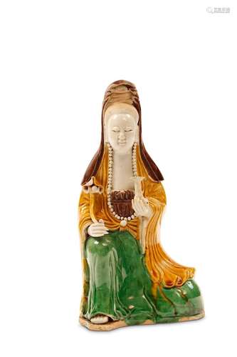 A FAMILLE VERTE MODEL OF GUANYIN. Qing Dynasty, Ka