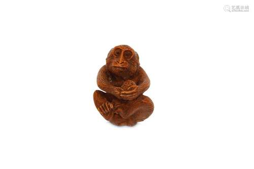 A SMALL WOOD STUDY OF A MONKEY. 19th/20th Century.