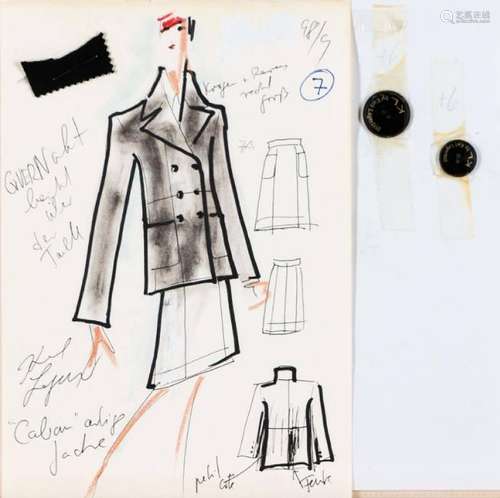 Karl Lagerfeld, born 1933 Hamburg, Fashion sketch