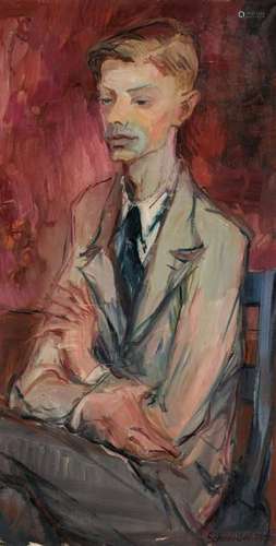 Schneider, dated 1955, expressive portrait of a man