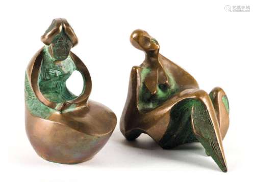 Moraes, contemporary Brazilian artist, two bronze