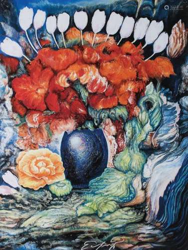 Ernst Fuchs, 1930-2015, Bouquet with white tulips