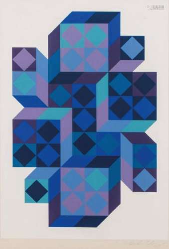 Viktor Vasarely, 1906-1997, color screenprint,hand