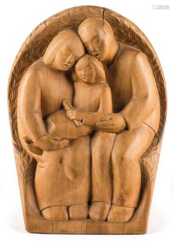 Will Brüll, born 1922, family, sculpture from basswood