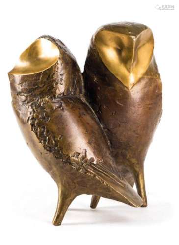 Annemarie Haage, born 1917, Barn owl group, bronze