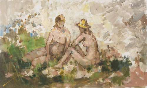 Alexander Kardin, 1917-1976, two Nudes while sunbathing