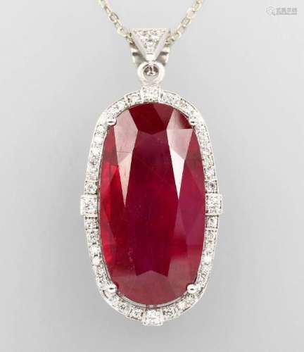 18 kt gold pendant with ruby and brilliants