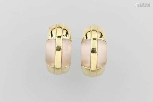 Pair of 14 kt gold hoop earrings with rock crystal