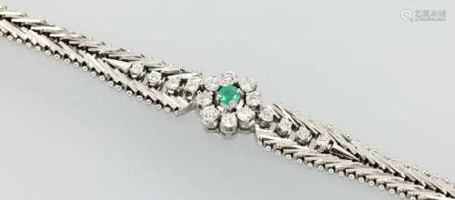 18 kt gold bracelet with emerald and brilliants