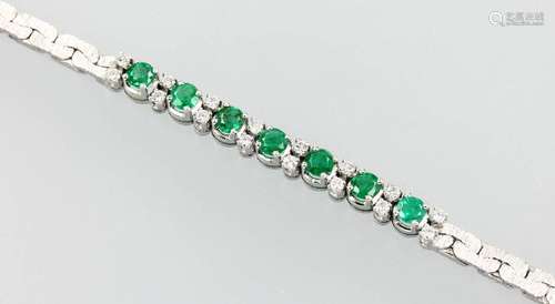 18 kt gold bracelet with emeralds and brilliants