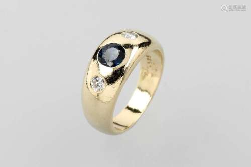 14 kt gold bandring with sapphire and brilliants