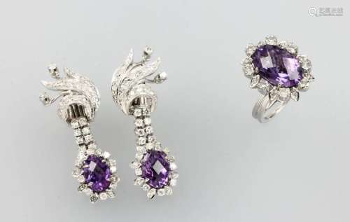 18 kt gold jewelry set with amethysts and brilliants
