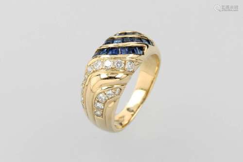 18 kt gold ring with sapphires and brilliants